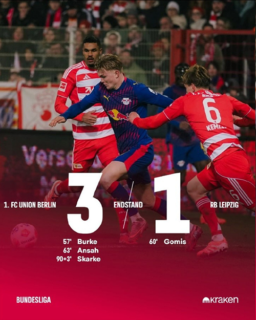 柏林联合主场3-1爆冷击败莱比锡，终结三连败强势反弹